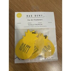 RAE DUNN Car Air Fresheners Totally Tropical Pineapples  3pcs‎ New.